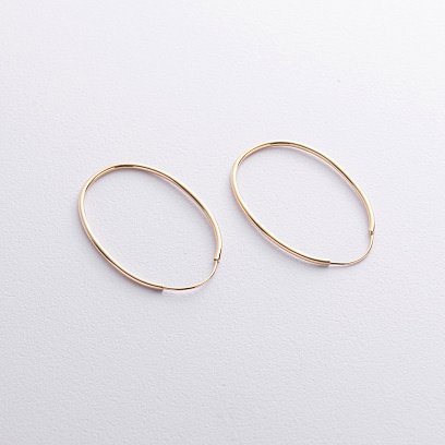 Овальные серьги в желтом золоте с08859 №2