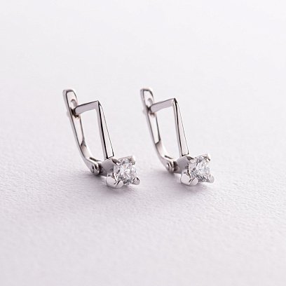 Детские серьги в белом золоте (фианиты) с05168