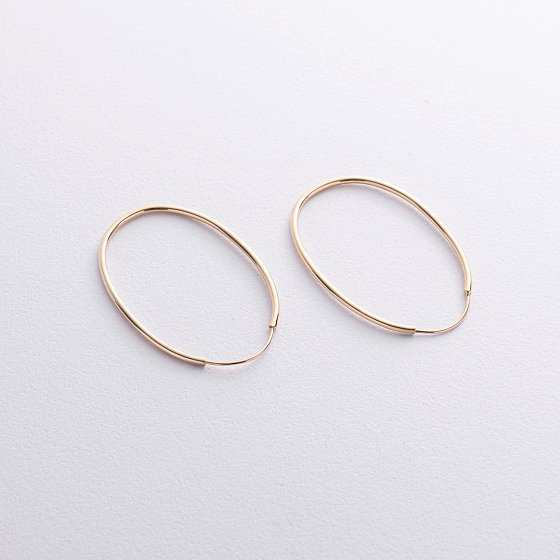 Овальные серьги в желтом золоте с08859 №3