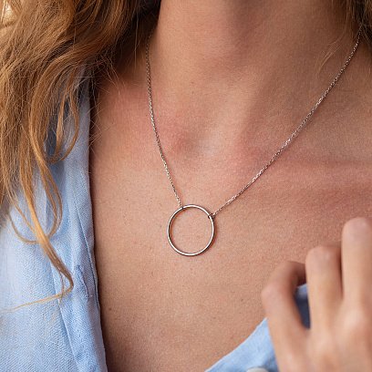 Срібне кольє "Великий кругообіг" (2.5 см) 181044 №7