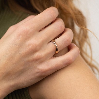 Кольцо из трех цветов золота к06703 №2