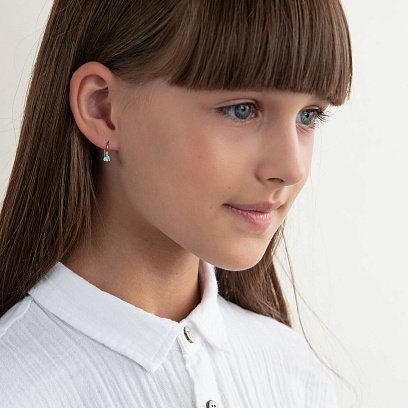 Дитячі золоті сережки з фіанітом с06091 №3