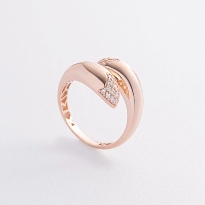Кольцо "Rosemarie" в красном золоте (фианиты) к08255