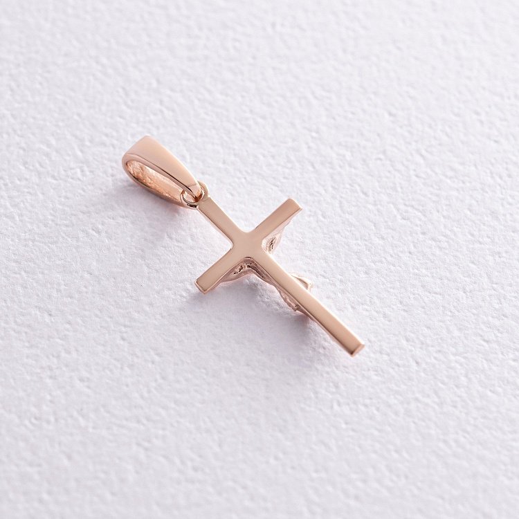Хрестик з розп'яттям у червоному золоті п03802 від ювелірного магазину Онікс - 2