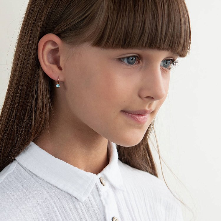 Дитячі золоті сережки з фіанітом с06091 від ювелірного магазину Онікс - 2