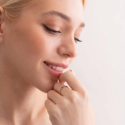 Заручальна золота каблучка з діамантом 220552421 №6