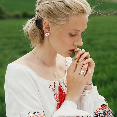 Каблучка "Моя Україна" в білому золоті к07040 №4