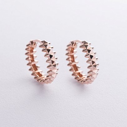 Сережки - кільця в червоному золоті с08551 №2 Oniks Сережки - кільця в червоному золоті с08551 №2