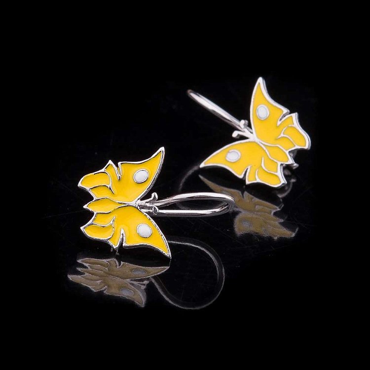 Сережки дитячі "Метелики" (емаль) 121783ж від ювелірного магазину Онікс - 1