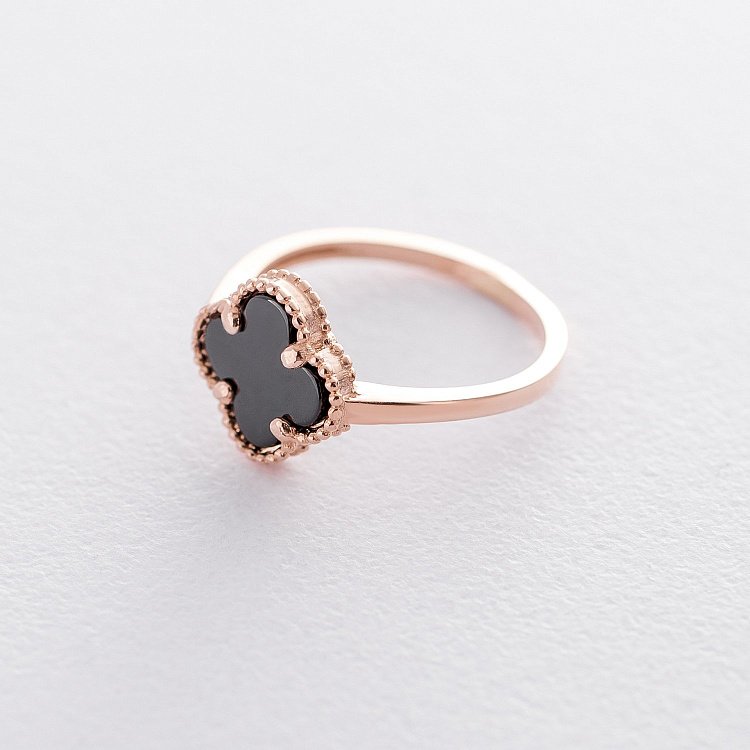 Золотий перстень "Конюшина" (онікс) к05998 від ювелірного магазину Онікс - 2