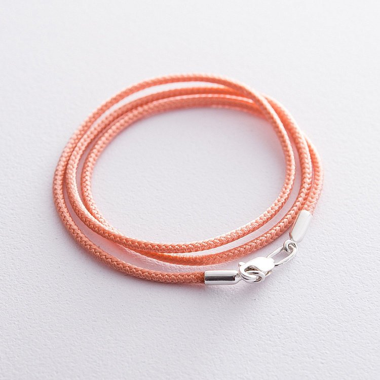 Шовковий шнурок зі срібною застібкою 18737 від ювелірного магазину Онікс