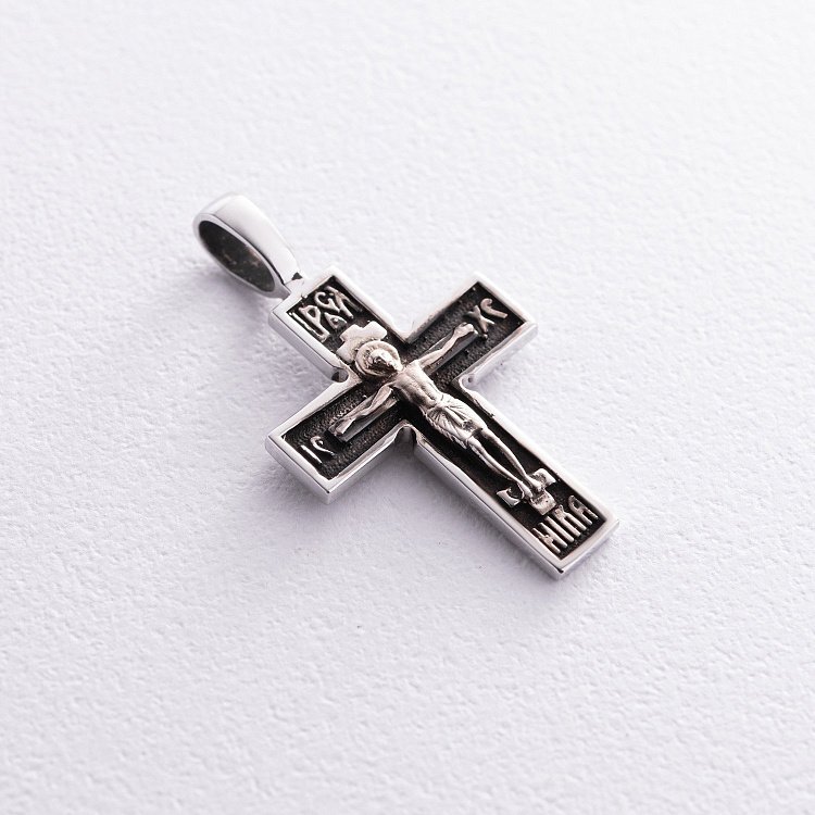 ﻿ Золотий хрест з розп'яттям (чорніння) п03794 від ювелірного магазину Онікс - 2