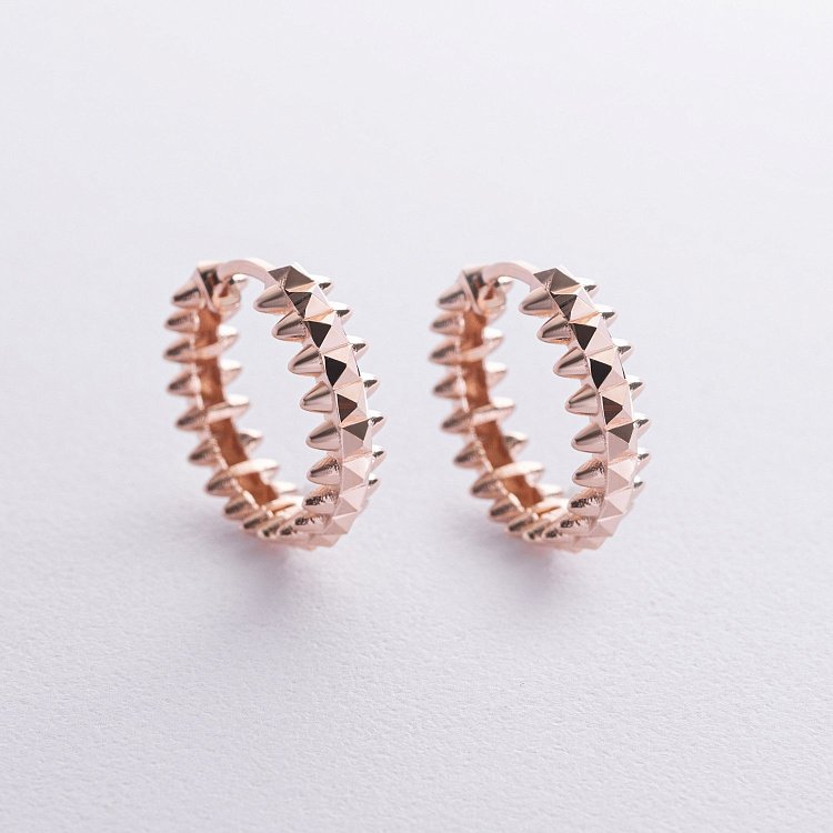 Сережки - кільця в червоному золоті с08551 від ювелірного магазину Онікс - 1