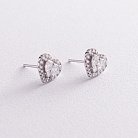 Золоті сережки - пусети "Сердечка" з діамантами сб0364 от ювелирного магазина Оникс - 3