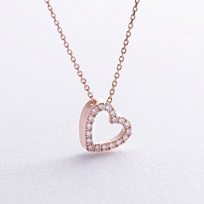 Золотое колье "Сердечко" с бриллиантами колб0131di
