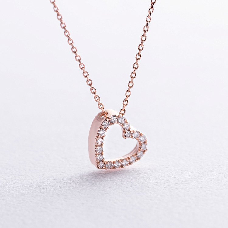 Золотое колье "Сердечко" с бриллиантами колб0131di от ювелирного магазина Оникс