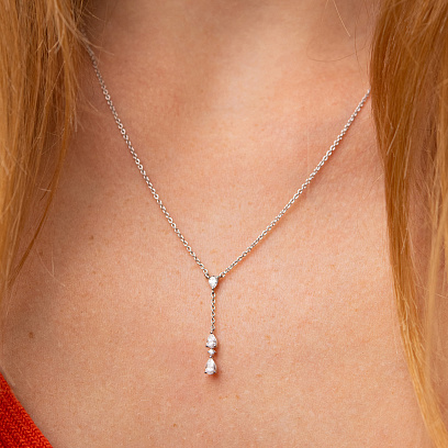 Золоте кольє - краватка з діамантами колб0153nl №4