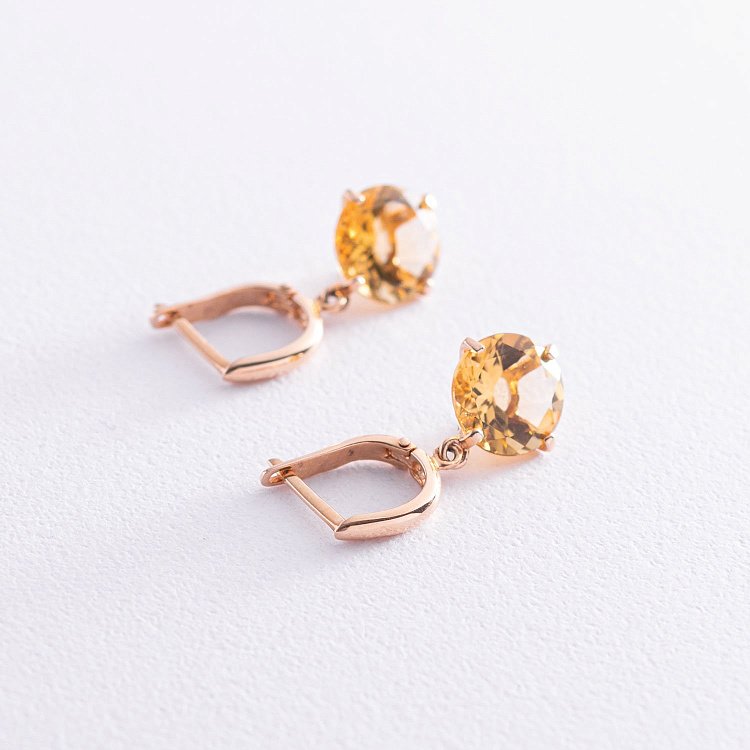 Золотые серьги "Влечение" с цитрином с05297 от ювелирного магазина Оникс - 11