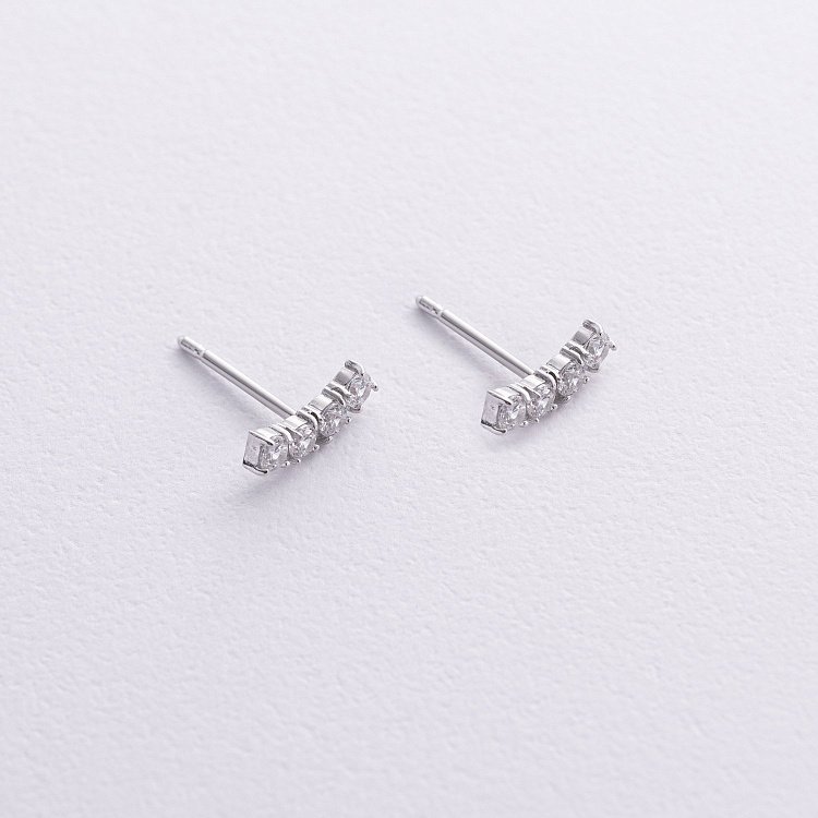 Сережки - пусети "Lora" з фіанітами (срібло) 7240 від ювелірного магазину Онікс - 4