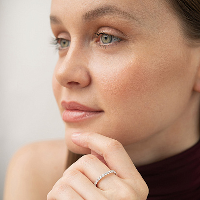 Золотое кольцо с дорожкой бриллиантов кб0612mi №2