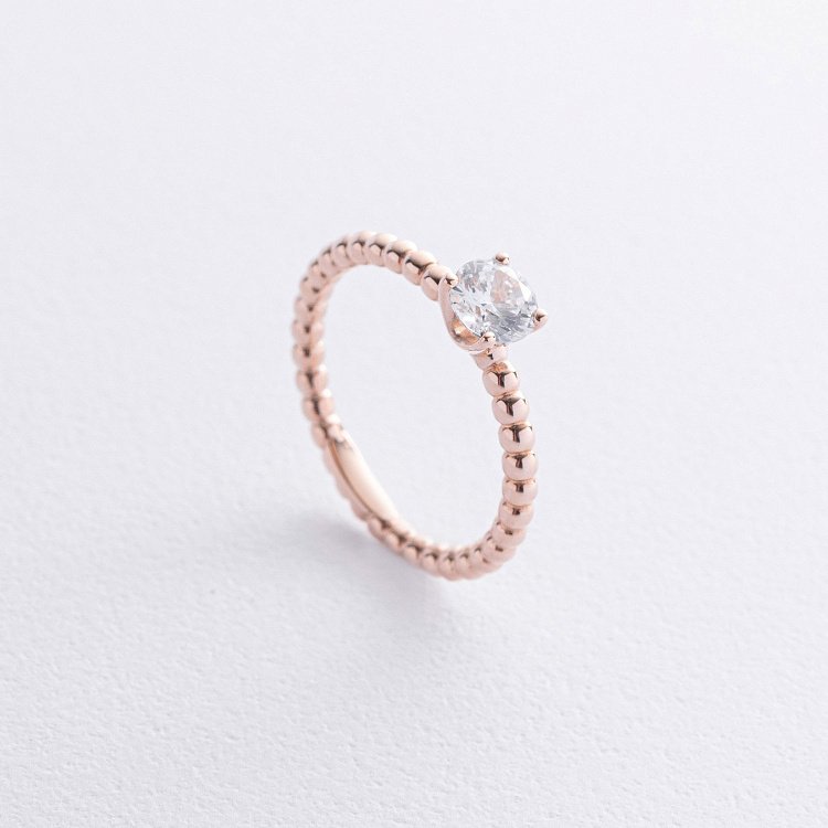 Заручальна золота каблучка з фіанітом к08156 від ювелірного магазину Онікс