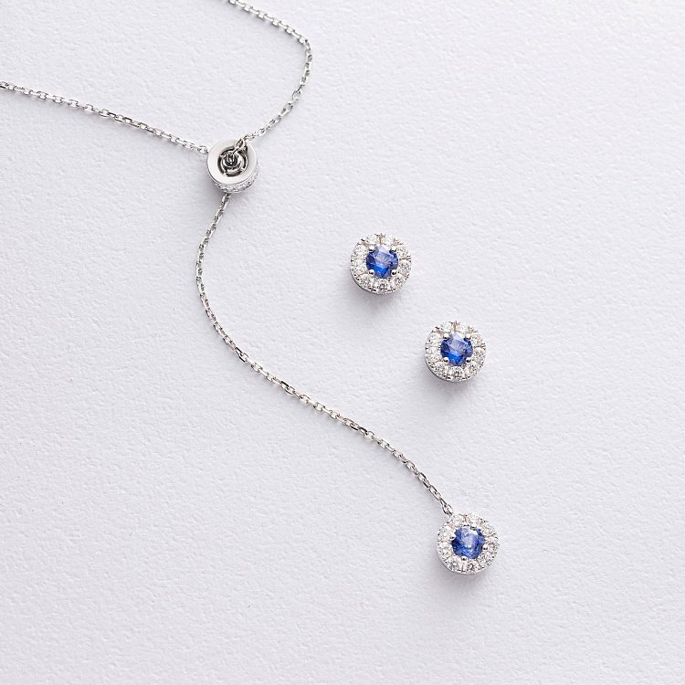 Золотое колье - галстук с бриллиантами и сапфиром колб0147mi от ювелирного магазина Оникс - 2