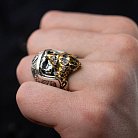Серебряное кольцо "Череп с банданой" (чернение, позолота) 356 от ювелирного магазина Оникс - 6