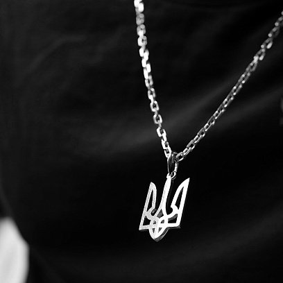 Кулон "Герб Украины - Тризуб" в белом золоте п03715 №5