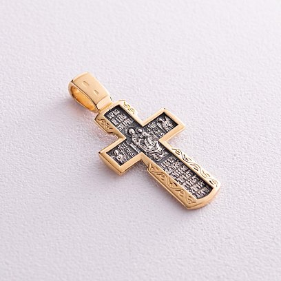 Срібний православний хрестик "Розп'яття Христове. Деісус. Ікона Божої Матері "Всецариця". Вмч. Пантелеймон" 133153 №2