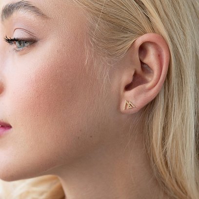 Сережки - пусети "Гори" в жовтому золоті с07574 №3