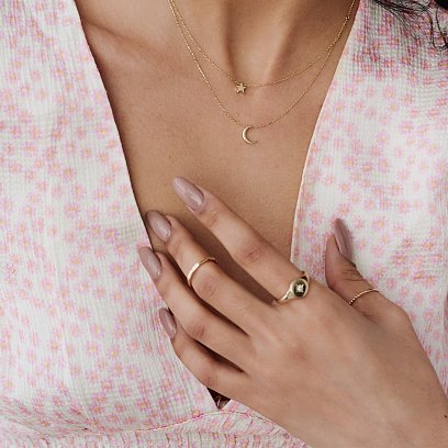 Двойное колье "Звезда и луна" в желтом золоте кол01875 №3