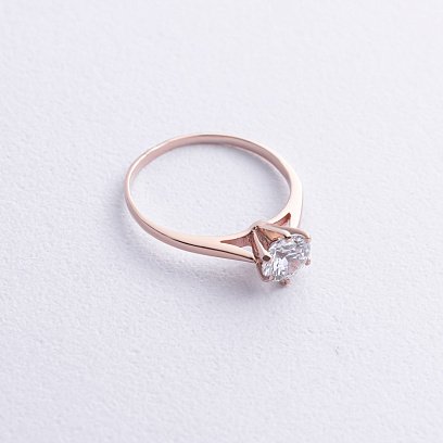 Заручальна золота каблучка з фіанітом к08060