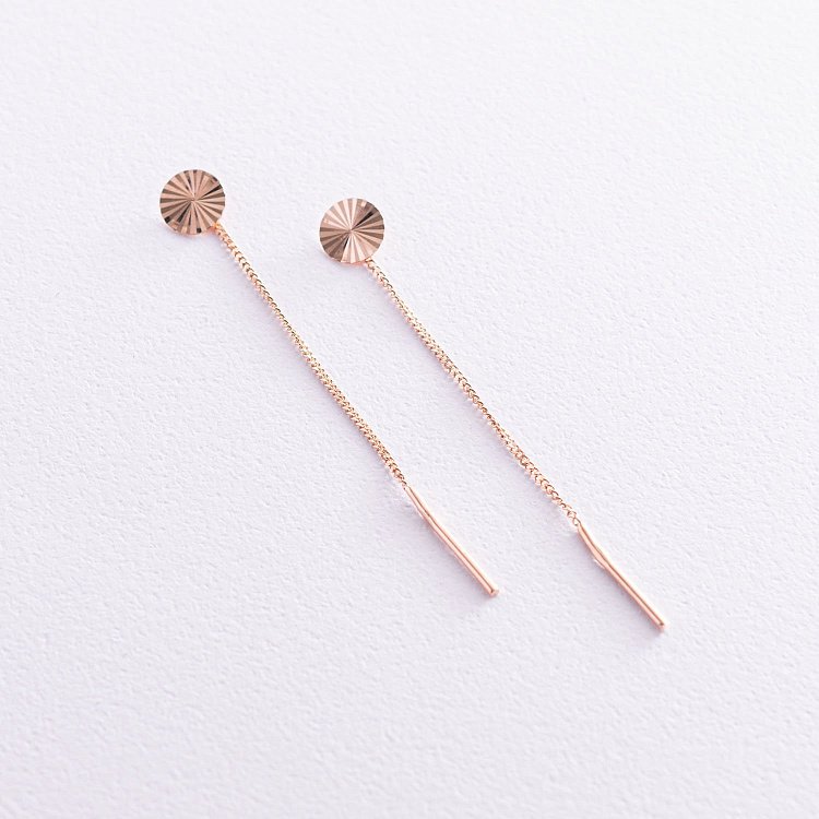 Золоті сережки-протяжки "Парасольки" с06269 від ювелірного магазину Онікс