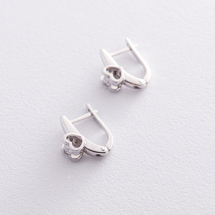 ﻿Золоті сережки "Серце" (куб. Циркон Swarovski) с06200 від ювелірного магазину Онікс