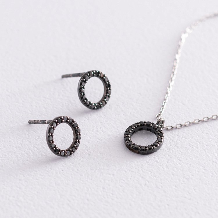 Золоте кольє "Кругообіг" (чорні діаманти) 0.8 см колб0064di від ювелірного магазину Онікс - 2