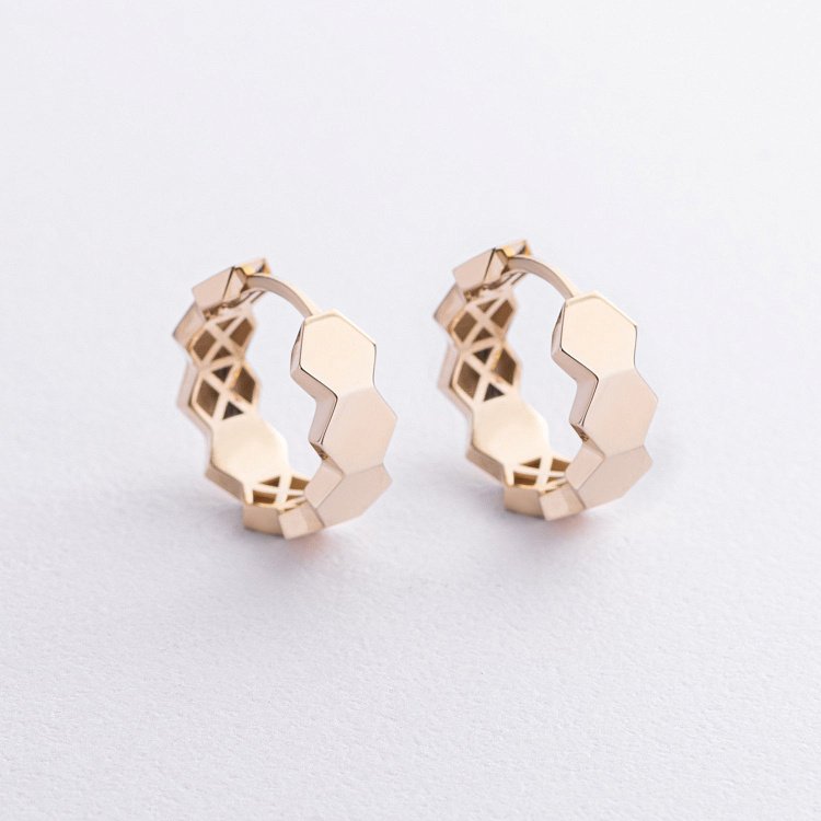 Сережки - кільця "Miranda" у жовтому золоті с09301 від ювелірного магазину Онікс