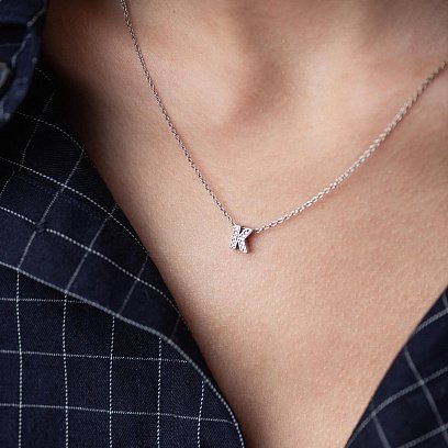 Серебряное колье с буквой "К" с фианитами 1103 К №8