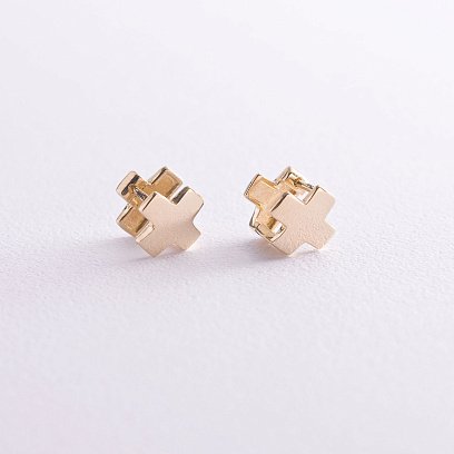 Серьги "Крестики" в желтом золоте с06954 №3