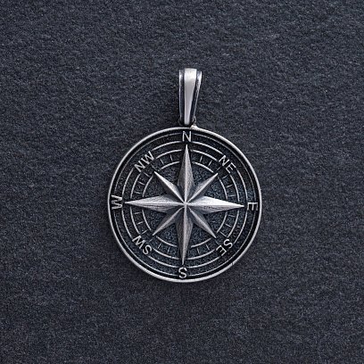 Срібний кулон "Компас. Полярна зірка" 133186