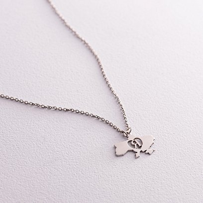 Колье "Я люблю Украину" в серебре 4036