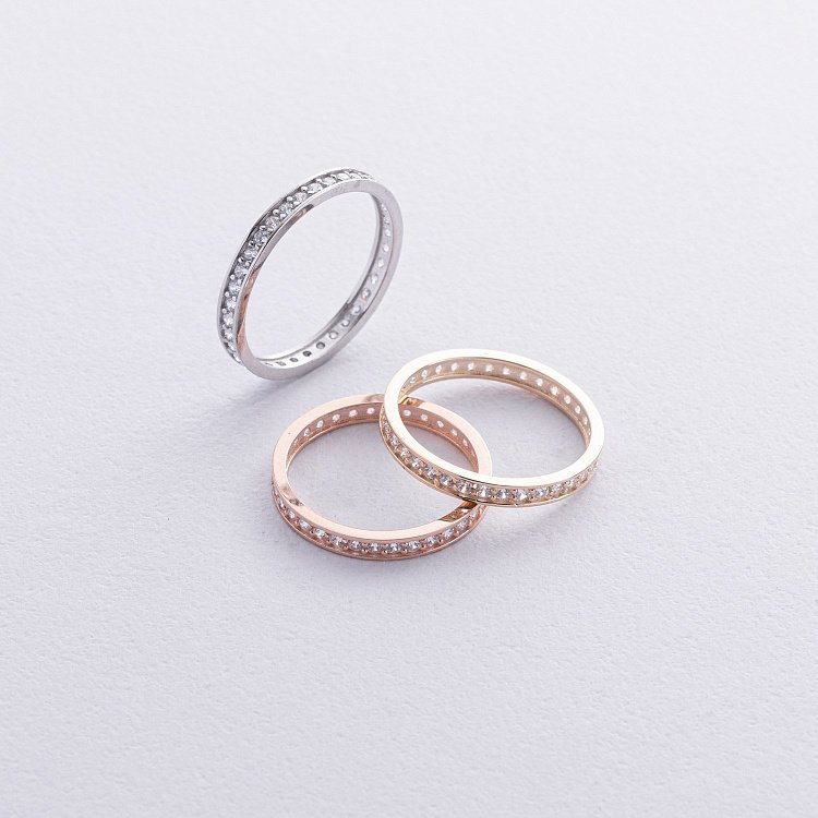 Каблучка з доріжкою фіанітів (жовте золото) к08013 від ювелірного магазину Онікс - 5