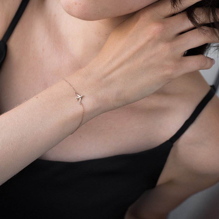 Золотой браслет "Самолетик" б04143 - 4 Золотой браслет "Самолетик" б04143 от ювелирного магазина Оникс - 4