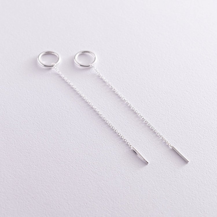 Серьги - протяжки "Круговорот" в серебре 122817 от ювелирного магазина Оникс - 4