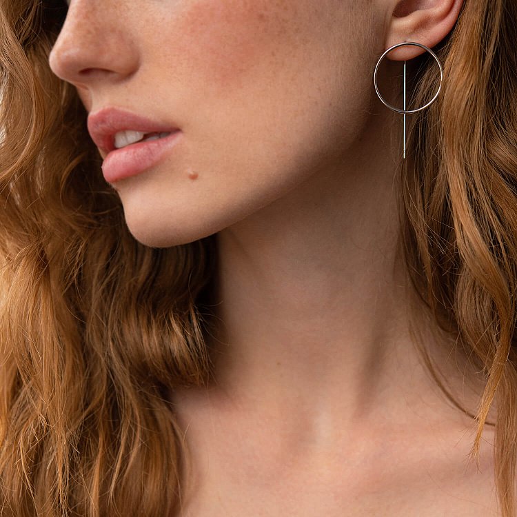 Серьги "Геометрия" в белом золоте с07881 от ювелирного магазина Оникс - 2