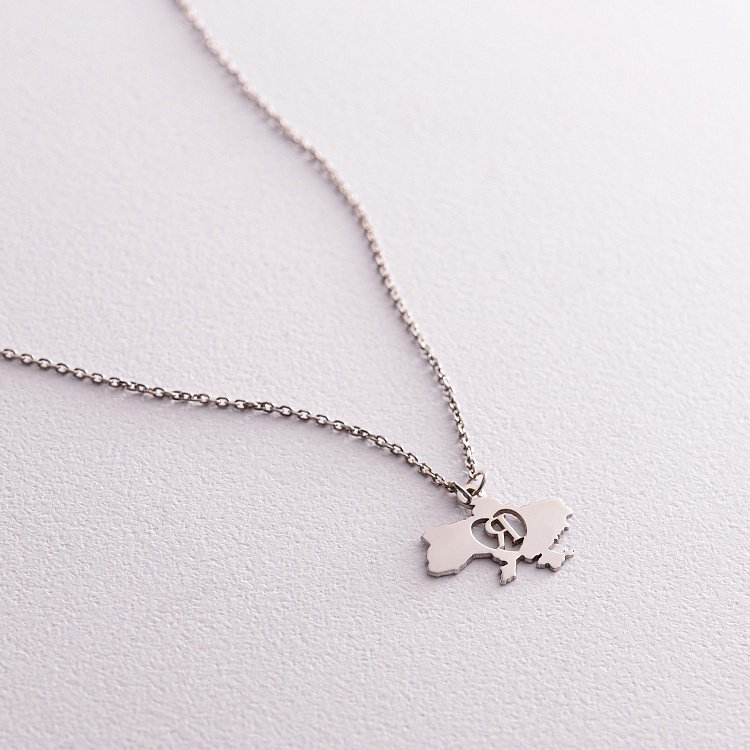 Колье "Я люблю Украину" в серебре 4036 от ювелирного магазина Оникс