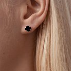 Золотые серьги - пусеты "Клевер" (эмаль) 500047Bч от ювелирного магазина Оникс - 3