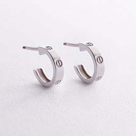 Золотые серьги - пусеты "Love" с07445