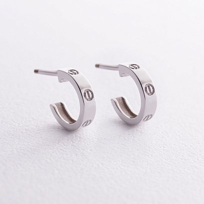 Золотые серьги - пусеты "Love" с07445