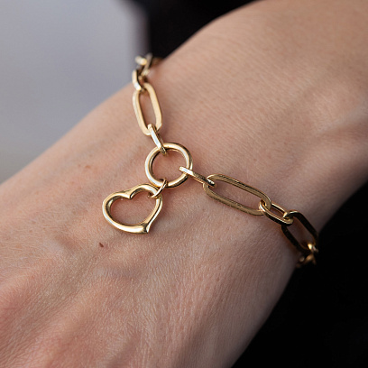 Браслет "Сердечко" в желтом золоте б05634 №10
