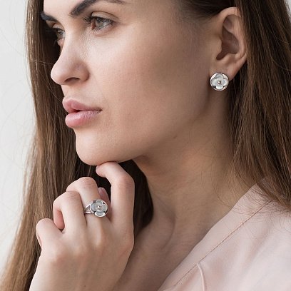 Срібні сережки "Конюшина" 122631 №2